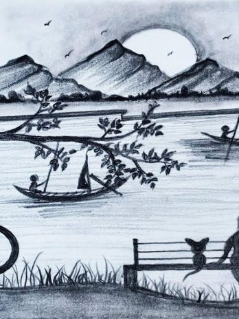 sketsa Sebdirian di Senja